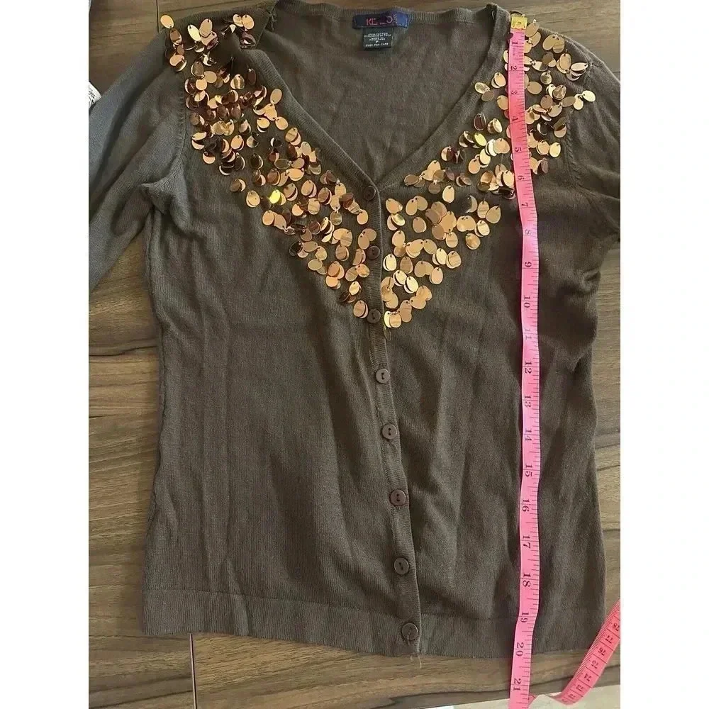 Kenzo Jeans Brown Cardigan- Fits Like A Small 100% Cotton - Picture 7 of 8